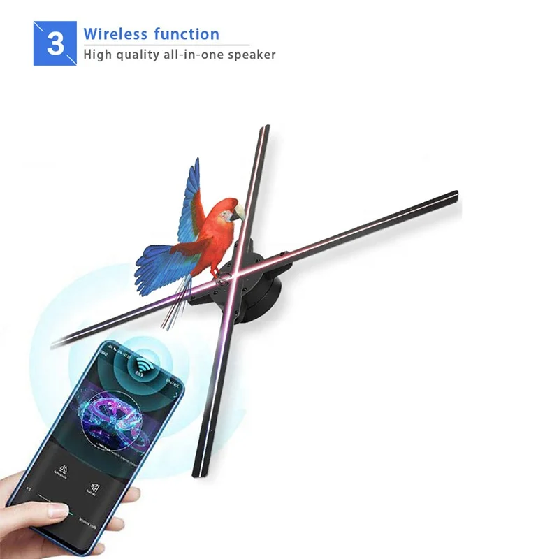 Cloud Wifi App Control 4 Blades Hologram 65cm Z3 Holographic LED Advertising Display 3D Hologram Projector Fan