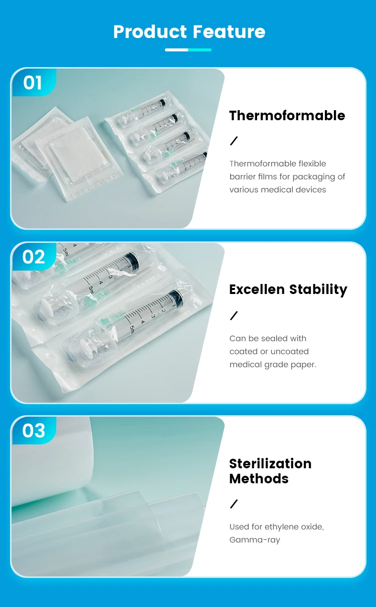 Manufacturer Pp Material Packaging Soft And Paper Transparent Pe Plastic Film For Medical Blister