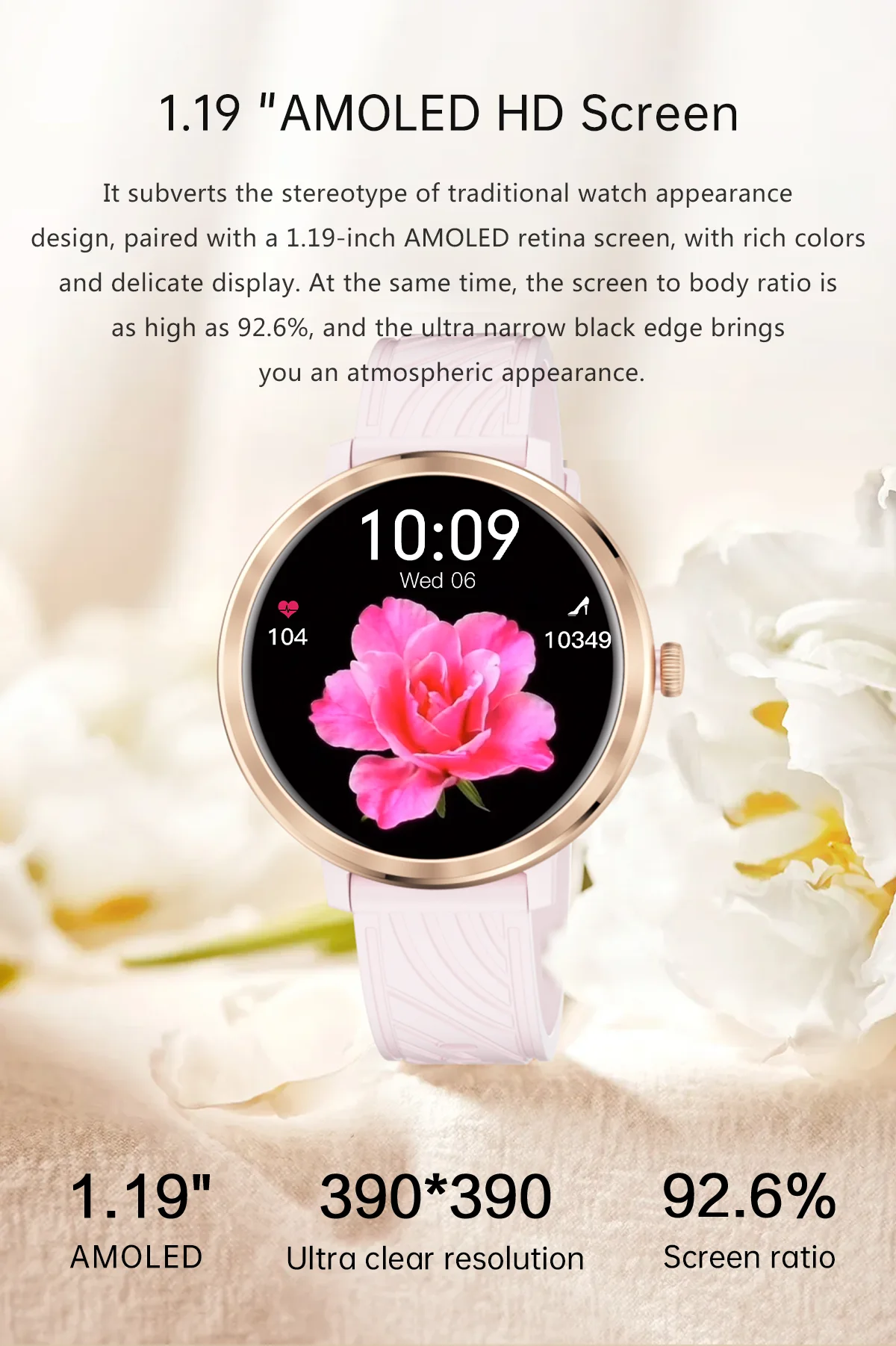 NX27 1.19inch Amoled Smartwatch 2026 IP68 Waterproof BT Call 180mAh Fitness Tracking Sport Health Smart Watch for Ladies