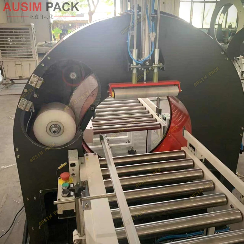 Profile Fully Automatic Horizontal Wrapping Machine Orbital Wrapper Steel Tube Packing Machine, Small Aluminum Red 20-40pcs/hr