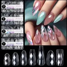 New Arrival 120pcs and 140pcs /set Plastic Long Coffin Diamond False Nails 3D Soft Full Cover Irregular Nail Tips For Nails