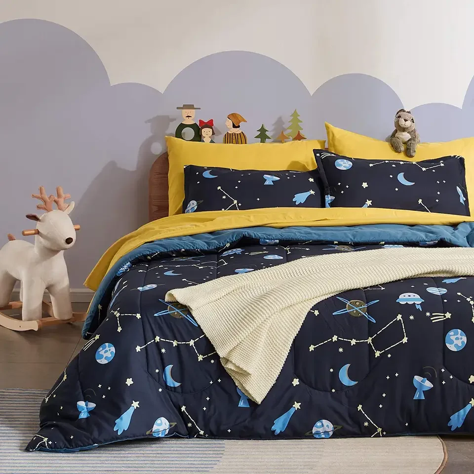 Simple Style Fancy Galaxy Printing Comforter Set Bedding 7PCS Children Beddings Comforter Duvet Cover