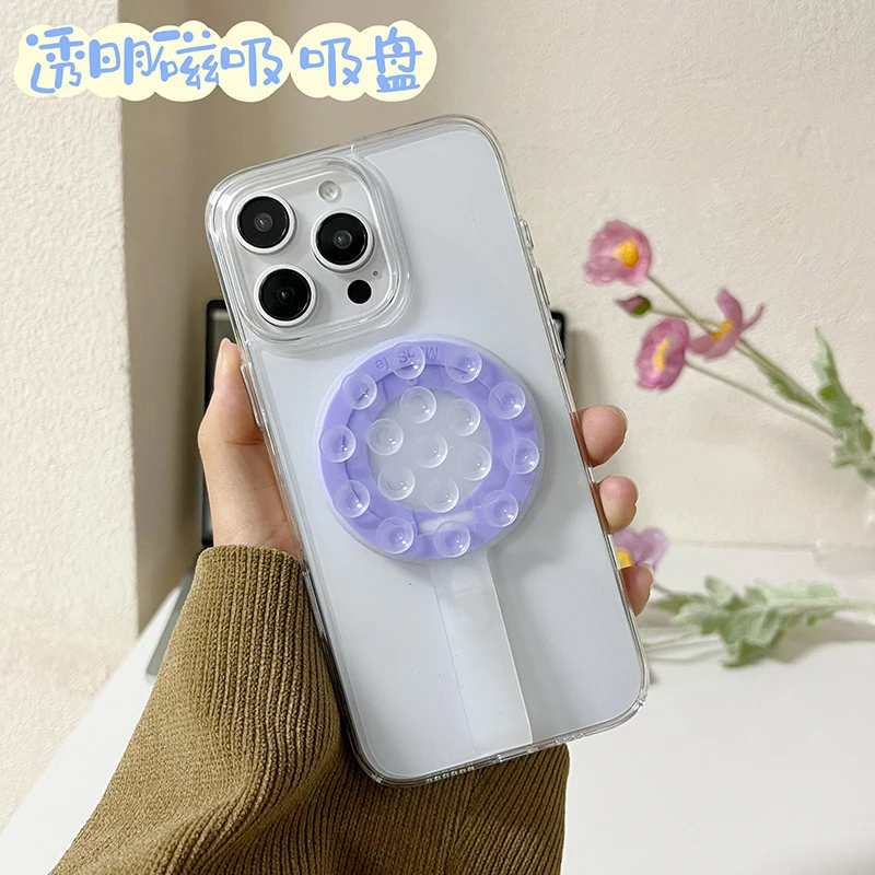 Round Anti Slip Silicone Sticky Adhesive 3m logo for Phone Suction Cup Sticky Phone Holder for iphone 11 12 13 Mobile Phone case
