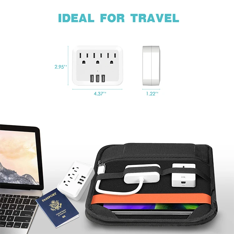 Глобальная версия, 3 розетки переменного тока и 3 USB-порта, американская стандартная розетка, настенная розетка, Белый адаптер питания