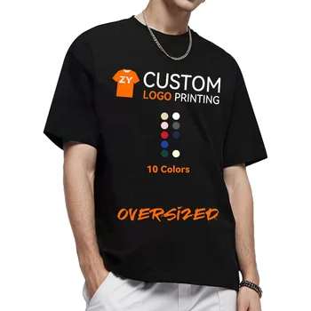 ZYtshirt 220G Wholesale unisex blank cotton T-shirts, customizable with LOGO prints and custom oversized T-shirt prints