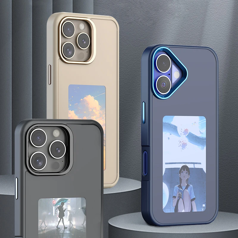Luxury NFC Smart Eink Photo Screen Phone Case Original Size Shockproof Protection for iPhone 16 17 Pro Max Electronic Phone Case Luxury NFC Smart Eink Photo Screen Phone Case Original Size Shockproof Protection for iPhone 16 17 Pro Max Electronic Phone Case