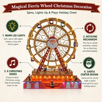 ノエルフェリスホイール音楽ボックス LEDライト付きクリスマス装飾