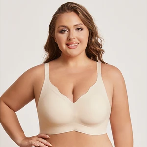 New Product Custom Full Cup Lady V Neck Support Scalloped Push up Seamless Bra No Underwire Sport Padded Smoothing Bralettes