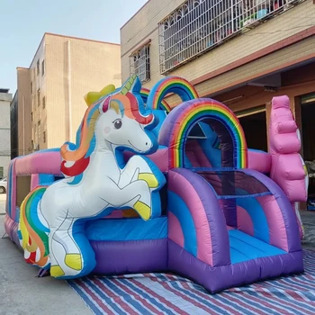 unicorn inflatable bouncy house combo for kids birthday celebration fantasy themed inflatable castle combo