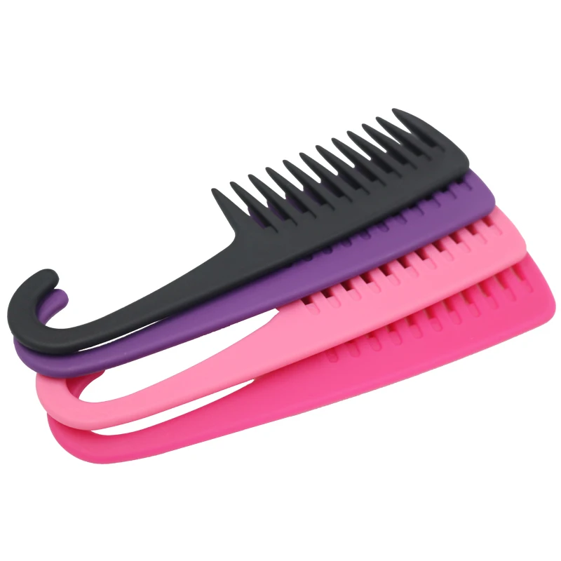 Большие широкие зубные гребни с крючком пластиковые распутывающиеся хорошо распутываются изогнутыми крючками расческа для уменьшения выпадения волос