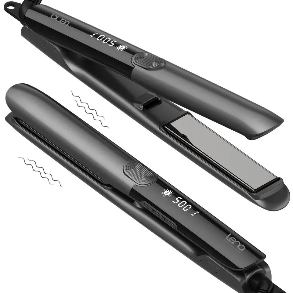 Lena Custom Fast Heated Floating Plate 480 500 Degrees Flat Irons Titanium Hair Straightener for Keratin Treatment