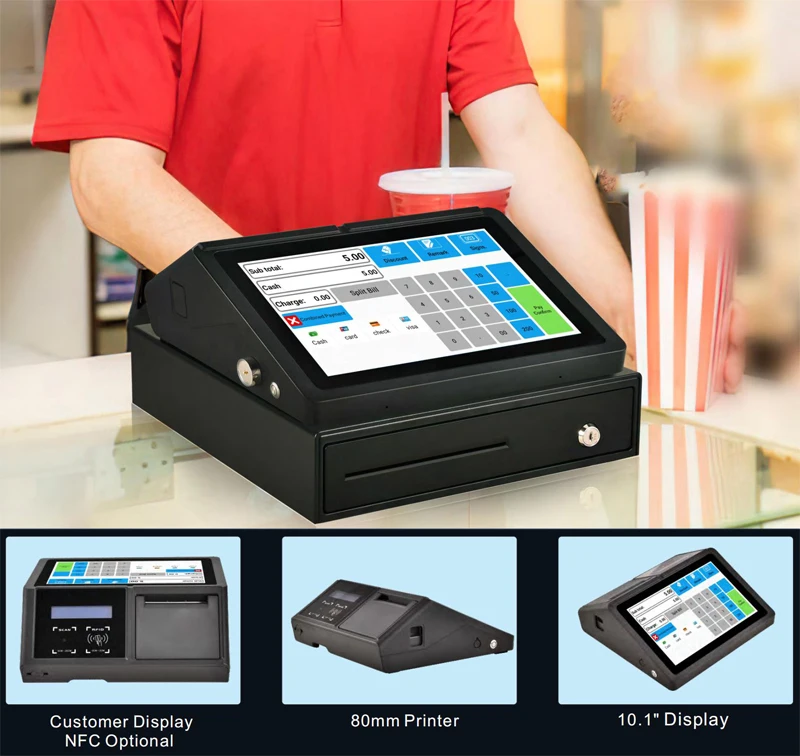 10,1 'Android 11 pos-планшет pos-система wifi NFC с 80 мм термопринтером