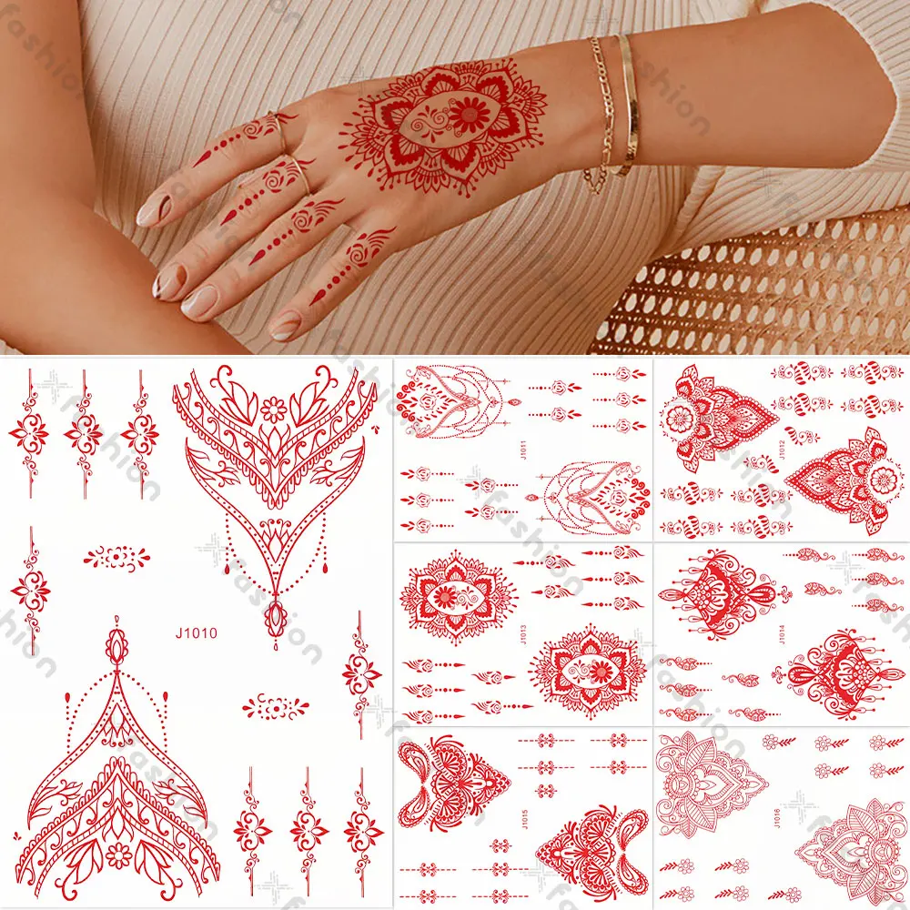 Henna Tattoo Sticker Hand Body Art Red Hanna Lace Tattoo Sticker