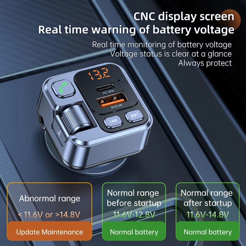 T16 Car Charger PD 30W Fast Charging Fm Transmitter Bluetooth Car Adapter
