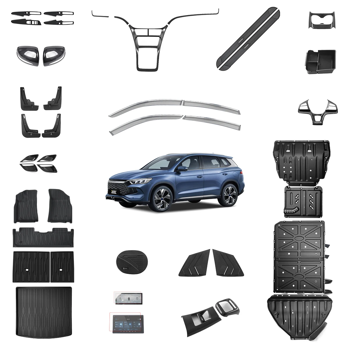 Внутренние аксессуары для BYD Song Pro Champion: коврики, бокс для хранения, внутренние детали автомобиля из АБС-пластика, декоративные элементы из углеродного волокна