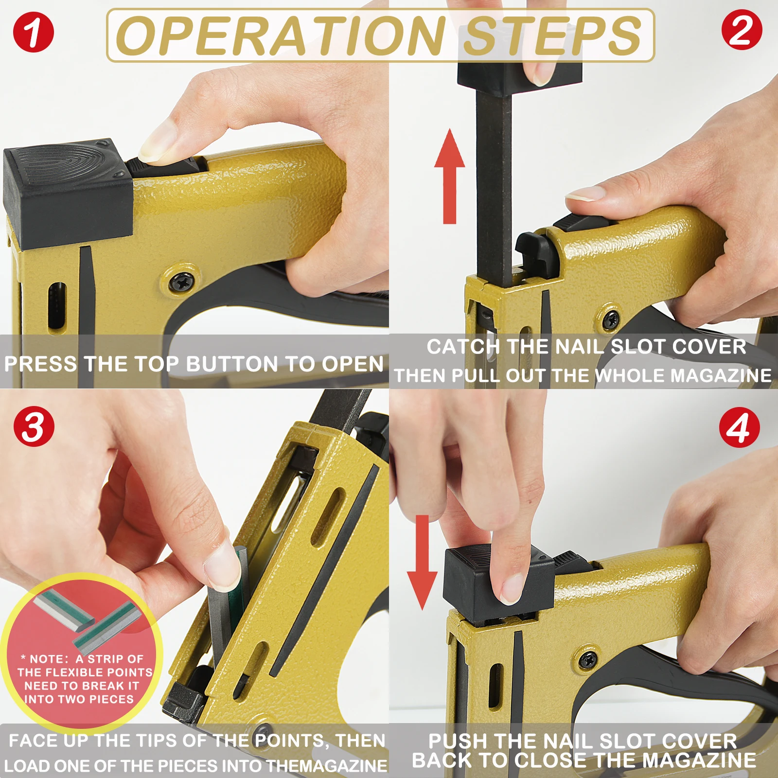 HM515 Manual Point Driver-Lightweight Framing Tool with 1000PCS 15mm (5/8")-Handheld Flex Point Tacker for Picture Framing