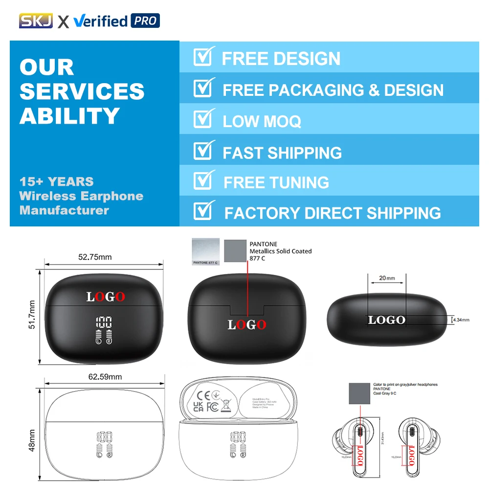 Wireless Earbuds for Bluetooth 5.3 TWS Hi-Fi Stereo Earphones with ANC & IPX4 Waterproof 350mAh Battery JL Chipset for Phone