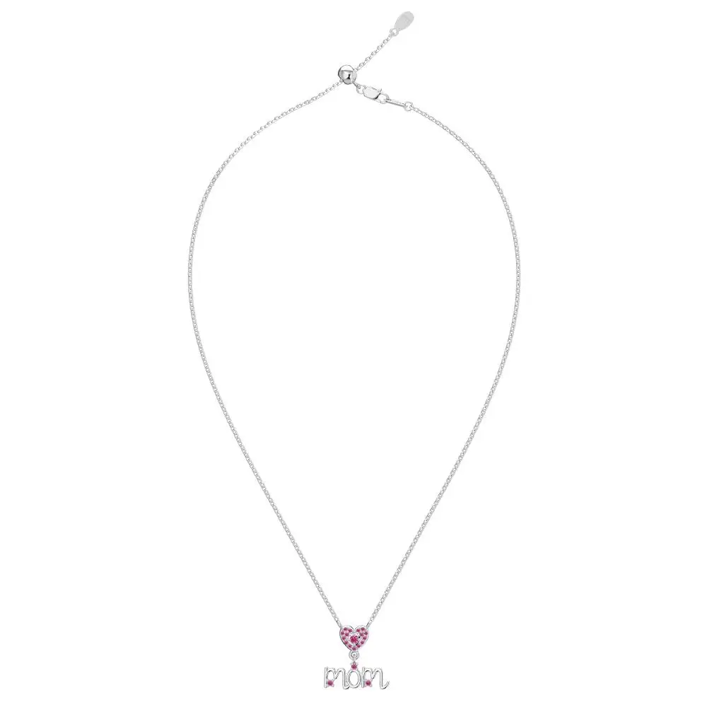 KAKODIY Mother's Day Festive 925 Sterling Silver Gold Plated Mom Lettering Heart Pendant Necklace detail 4