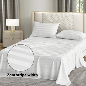 Modern Satin Hotel 300TC Bamboo Four-Piece Bedding Set with 3cm Stripe Woven Quilt Cover and Fitted Sheet for Hotels
