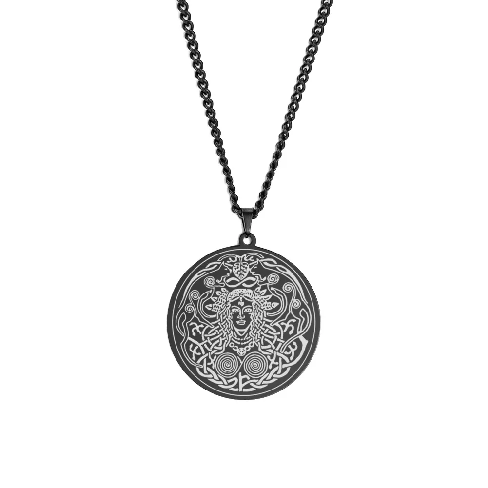 HLSS358 Freya Freyja Necklace Goddess Cats Norse Pagan Viking Amulet Talisman Jewelry Laser Cut Stainless Steel Pendant Necklace