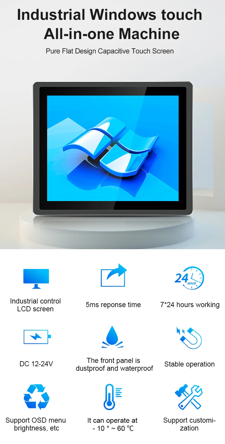 Intel All-in-One Industrial Computer Win10 IPS SSD VGA/USB/WiFi Quad Core I3/i5 DDR3 Touch Screen Panel PC