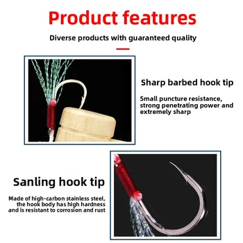 Lexin Luya Lead Fish Feather Double Hook Sea Fishing Strengthening Slow Shake Hook Sharp Not Easy Corrosion GZ013 Pack of 10 – Hooks – view 3