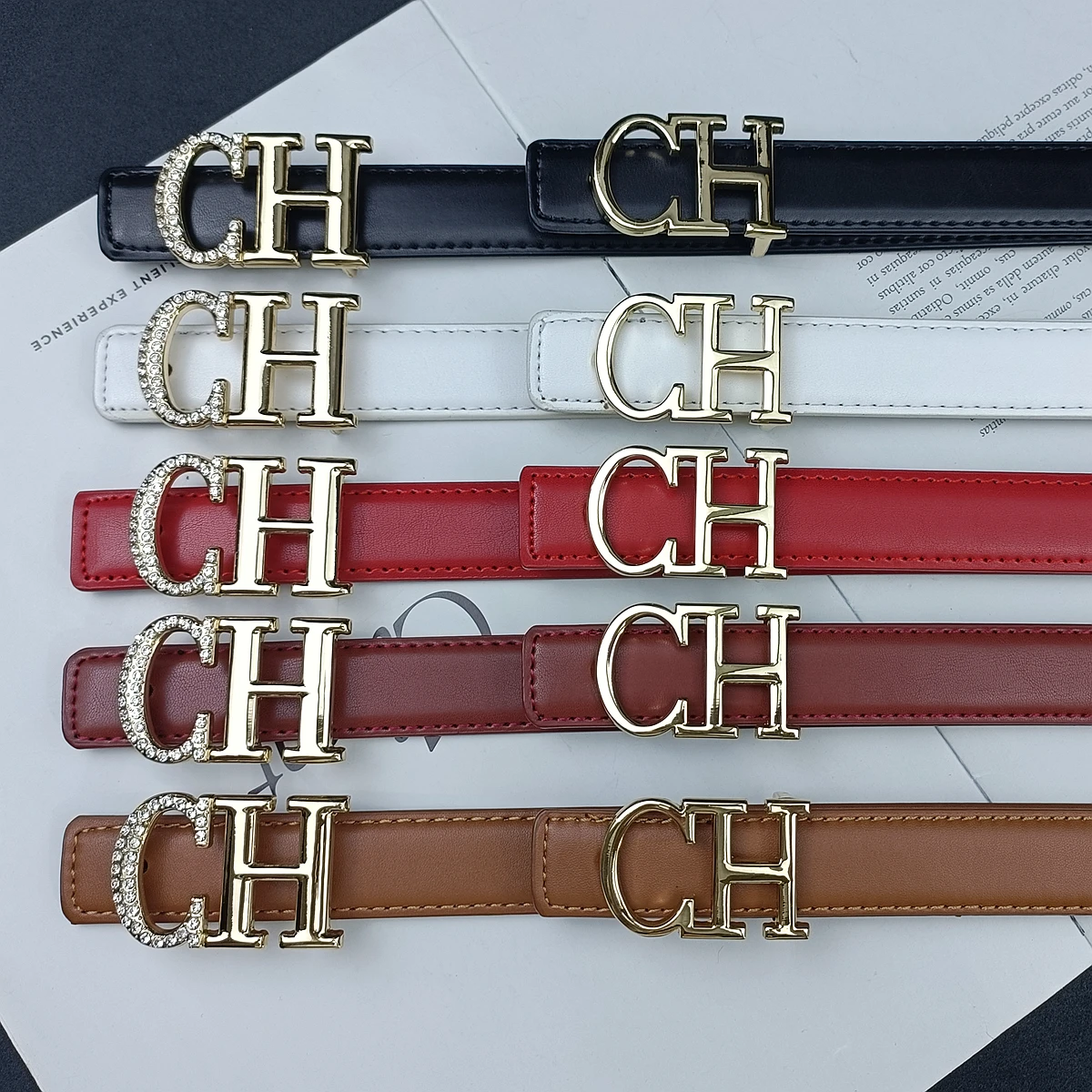 Shop Luxury Letter CH Buckle Genuine Leather Belts for Women
