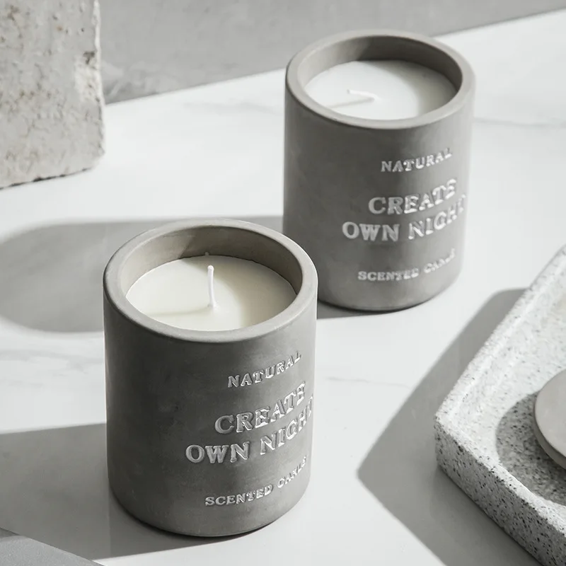 Wholesale Matte Concrete Candle Jar Custom Printed Cement Candle Jars