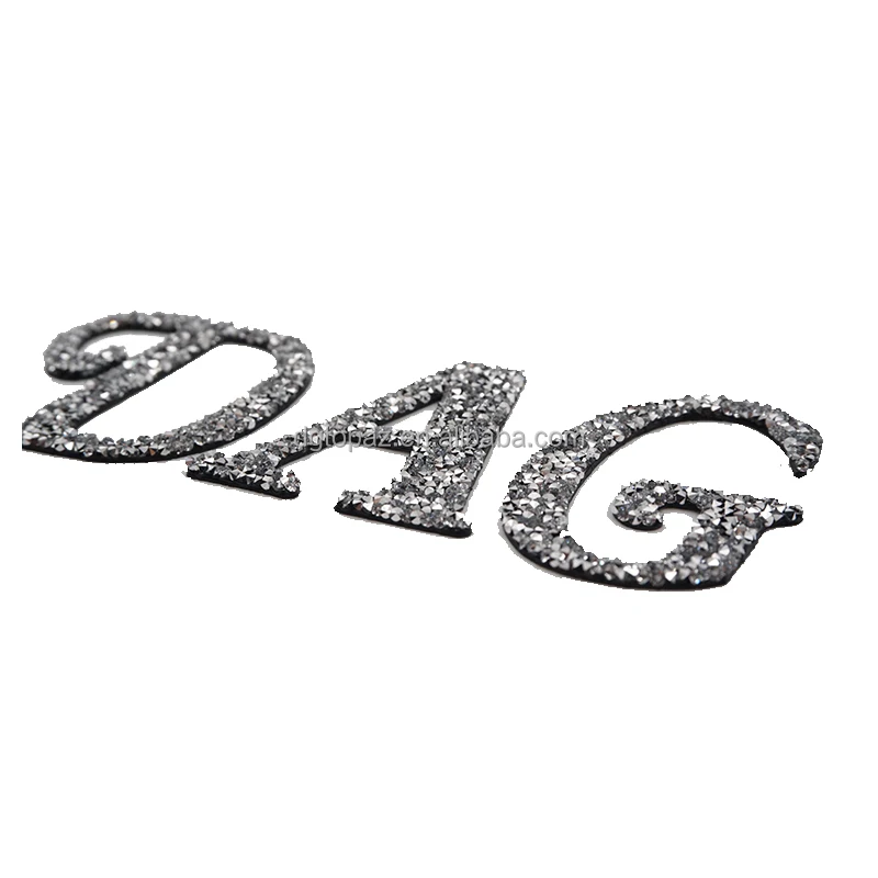 Free sample New arrival silicone logo heat transfer custom rhinestone greek letter patches for bags