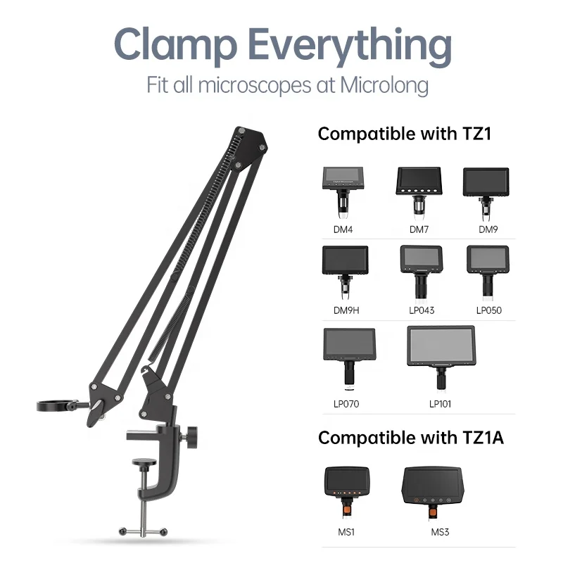Digital Microscope Metal Bracket with Clamp and Grommet Base Stand Pole Bracket for USB Microscope