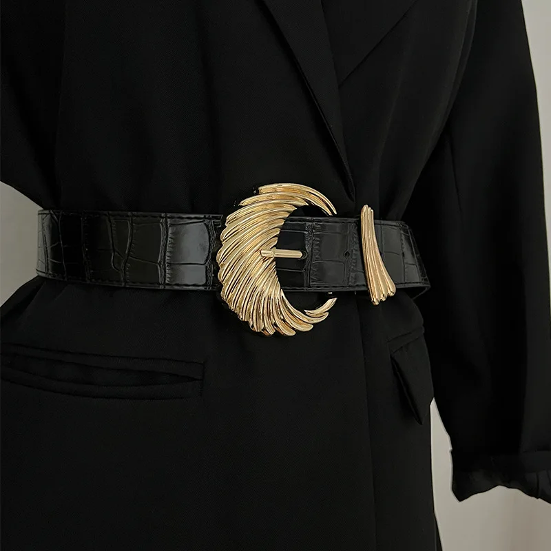 Винтажный женский летний широкий пояс черный бархатный стиль Instagram для сочетающейся юбки свитер или пиджак из искусственной кожи
