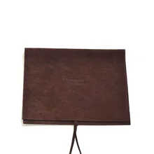 Custom embossed logo thick khaki/brown suede envelope flap book packaging bag with string