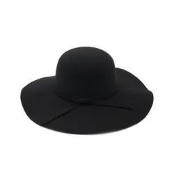 Зимняя высококачественная фетровая шляпа-«Колокол» с бантом, однотонные шерстяные фетровые головные уборы, Женская купольная шляпа