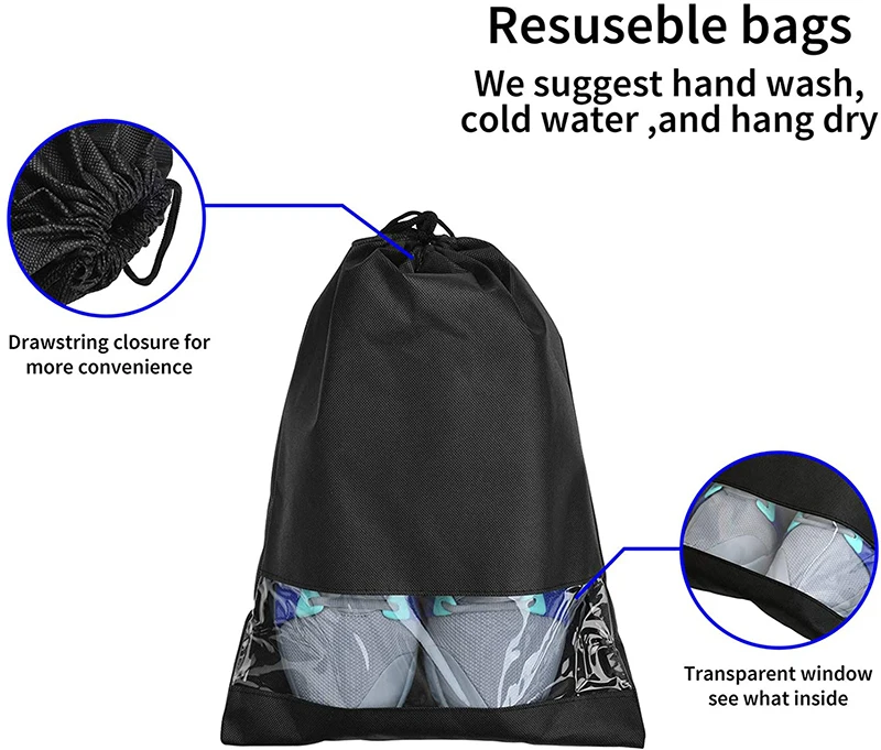 Water Resistant Nylon Drawstring Backpack String Dust Bag Custom Travel Shoe Packaging Bags