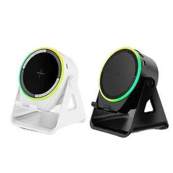 Multi-Functional 360-Degree Rotating Phone Holder  Speaker 15W  Mobile  Wireless Fast Charger  RGB LED for Bluetooth Sound Box