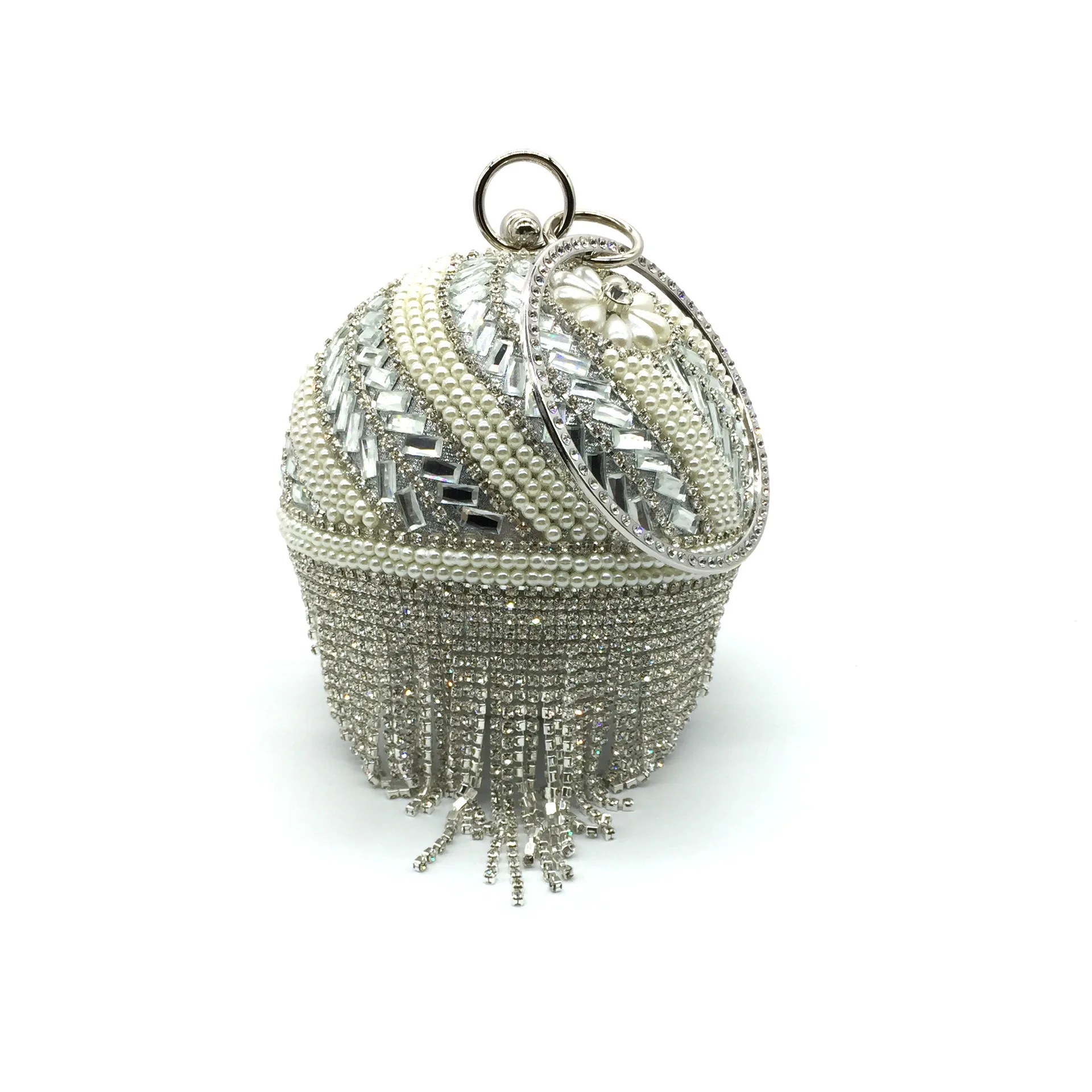 Glitter Shiny Round Ball Women Handbag Crystal Rhinestone Diamond Evening  Bag Wedding Party Clutch Purse Shoulder