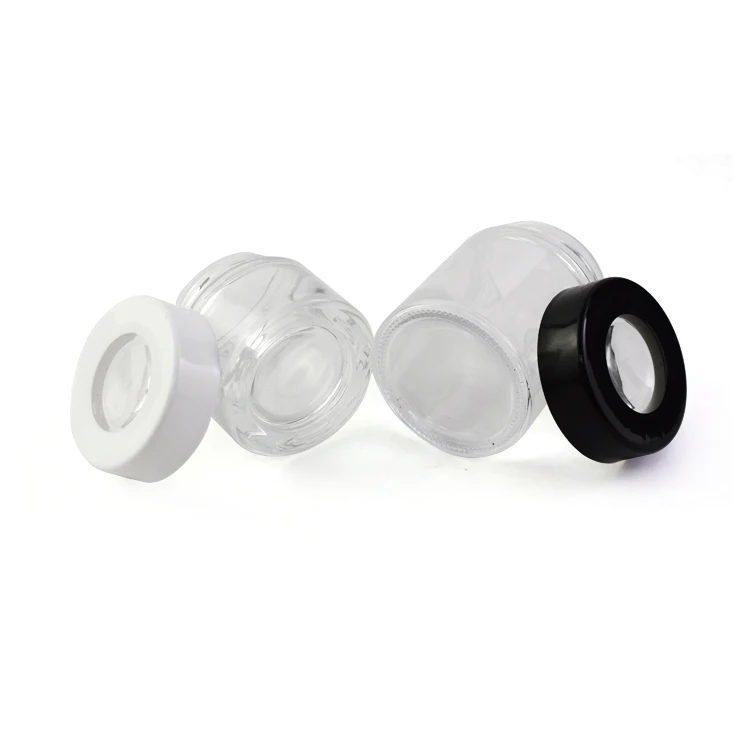 Glass Jar 2oz 3oz 4oz Clear Magnifying Glass Jar Child Proof Jar 3.5g