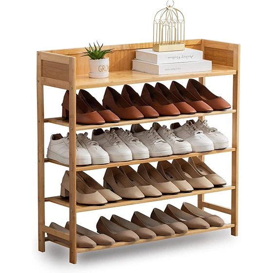Modern 5-Tier Bamboo Shoe Rack Organizer for Home Living Room Furniture for Entryway Hallway Bedroom Outdoor Use