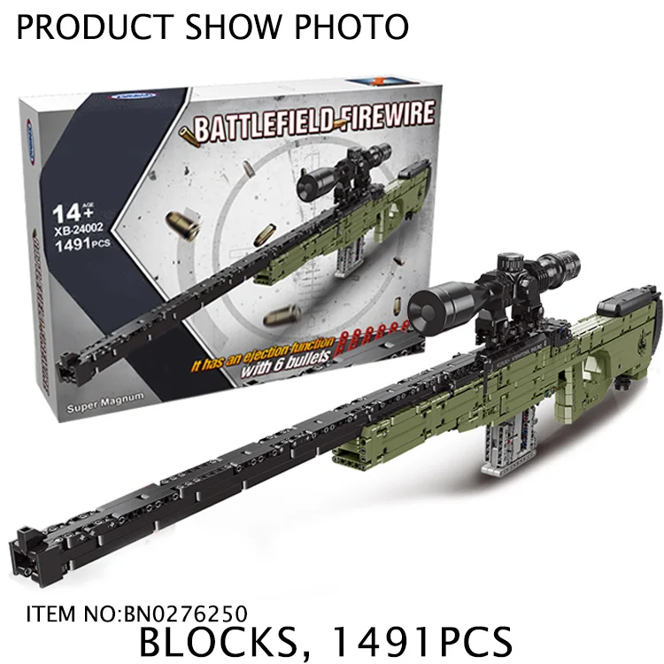 Super Magnum Sniper Rifle Building Blocks AWM Gun Bricks Bullets Shoot 1491pcs 