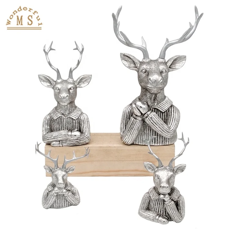 European Minimalist Nordic Resin Deer Head Tabledecor And Resin Elk Mr Reindeer Bust Figurine Christmas Crafts Home Decorations
