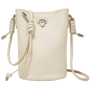 Women's 2026 New Slanted Shoulder Bag Trendy Girl Cowhide Leather Small Mini Phone Women's Bucket Crossbody Bag Wholesale