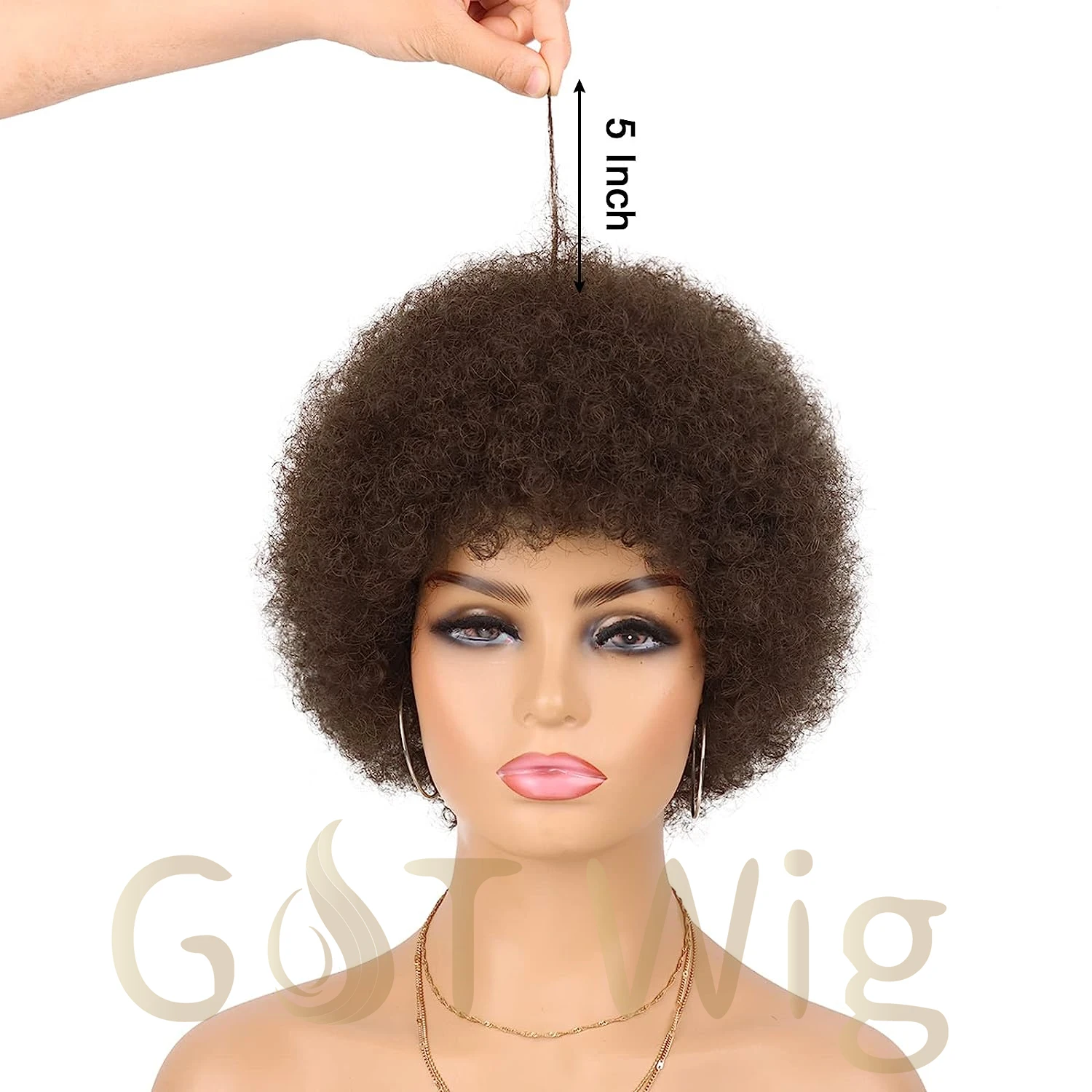G&t Wig Wholesale Kinky Afro Hair 70s Afro Puff Wig With Bangs Glueless