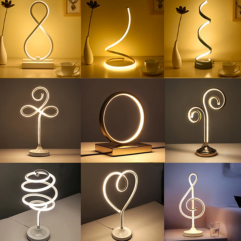 Factory Price Modern Simple Switch Type Spiral Bedside Light LED Reading Lighting Lamp Decorative Table Lamp