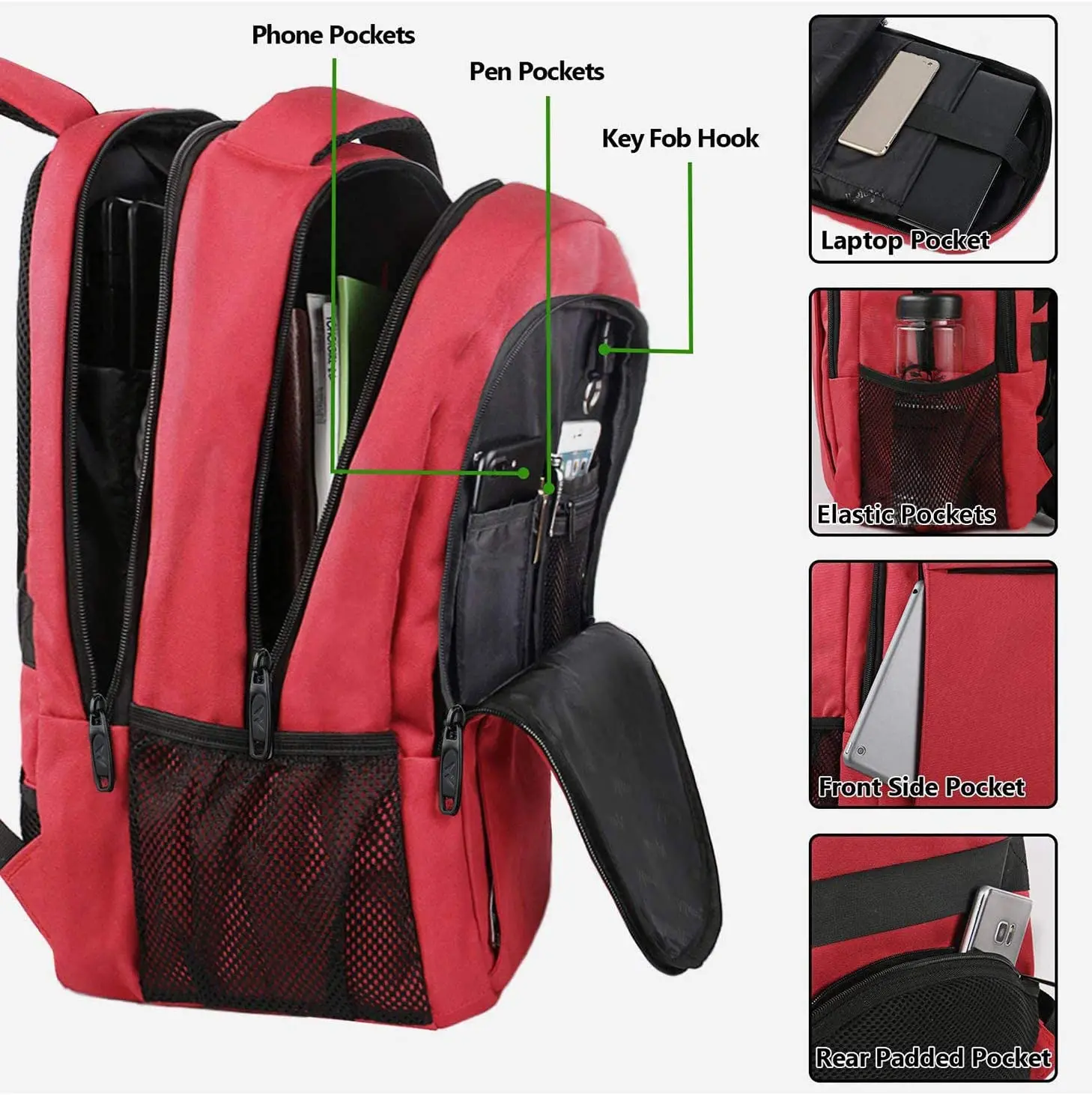 best travel backpack with phone charger Masirs Laptop - Adjustable Shoulder Straps, Zippered Compartments Side Pockets for Water Bottle or Umbrella. Headset and USB Charging Port. Perfect for Business or Traveling Our backpack has a 40L Large capacity and features a spacious capacity with a reasonable partition Best Travel Backpack On Amazon,