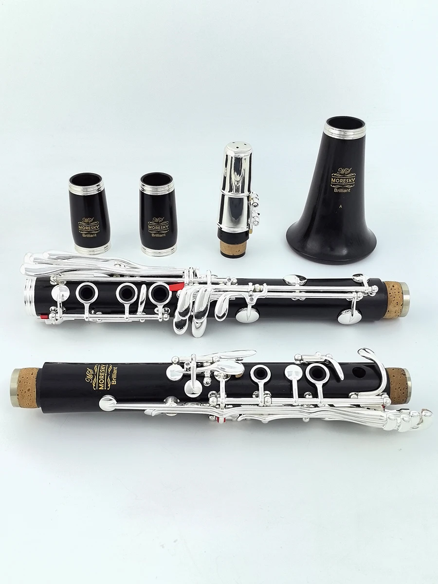 Cef Instrument Moresky Ebony Wood Clarinet A, Silver Plated 19 Keys, Ideal for ...