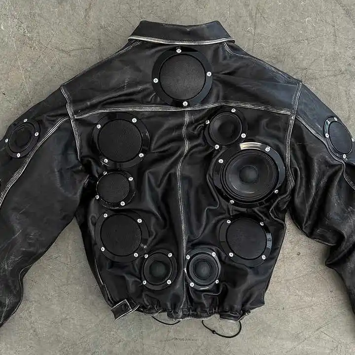 Men's Winter Racing Motorbike Bomber Leather Jacket Salati Designer Acid Wash Zipper Cropped Wax Hip Hop Streetwear Jacket gallery 4