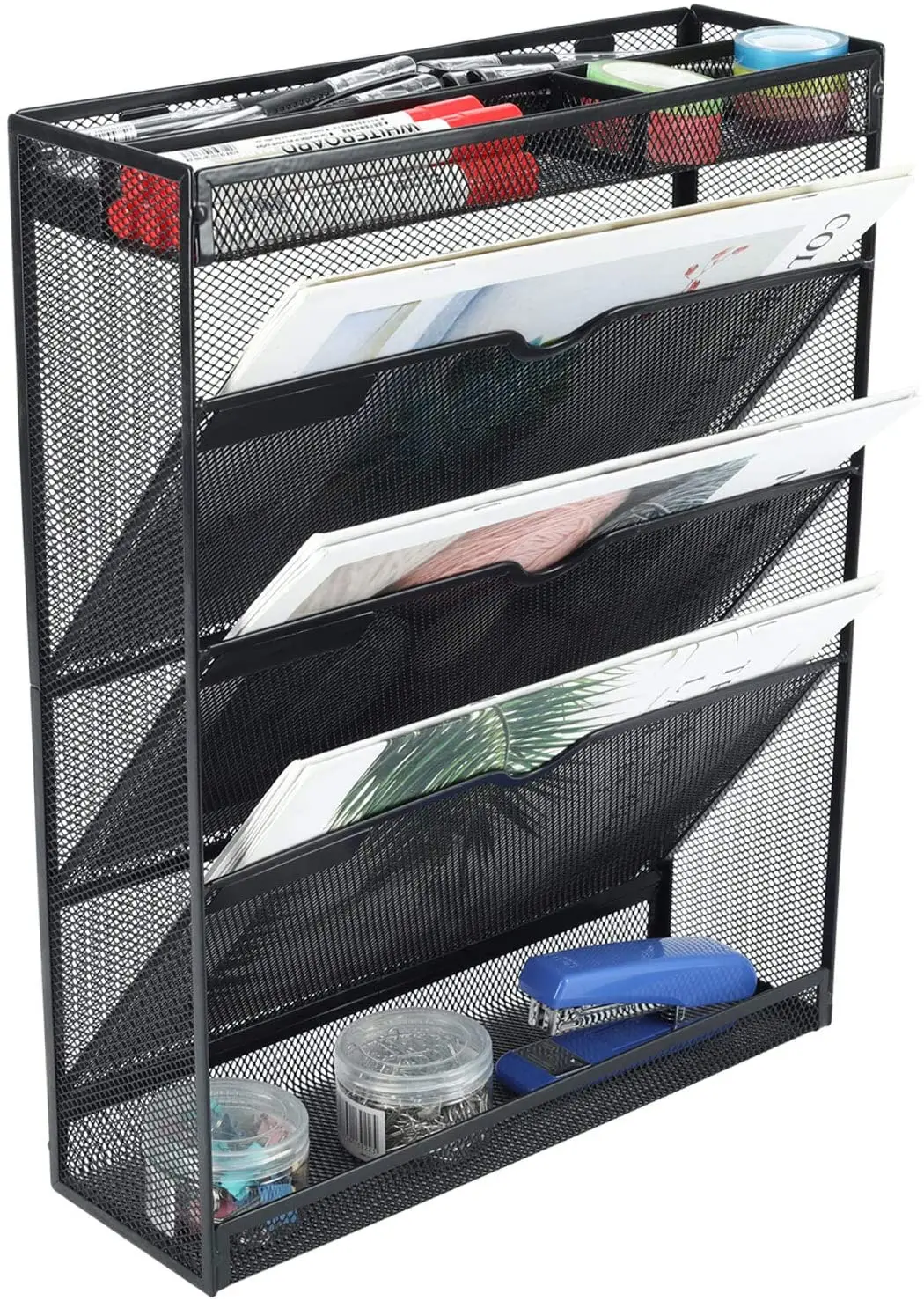 Black Chicken Wire Wall Hanging Organizer Shelf, 3-Tiers