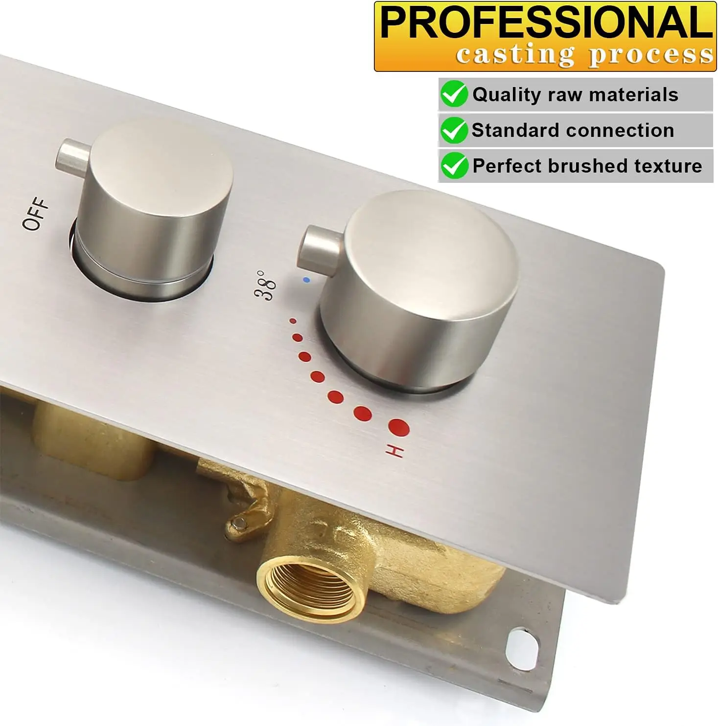 Brushed Nickel 5 Function Brass Concealed Water Diverter Thermostatic Shower Valve Kit Can Run at Same Time
