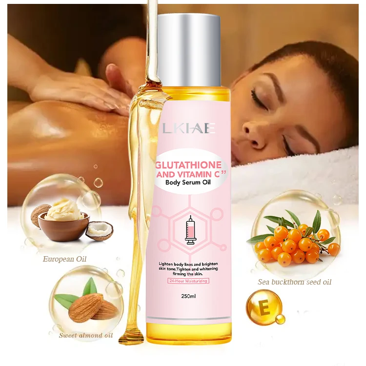 Factory Glutathion and Vitamin C Vitamin E Glowing Anti Dark Spot  Brightening Massage Whitening Body Oil for Skin Care