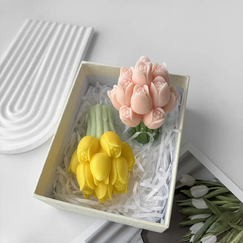 Tulip Bouquet Silicone Mold Flower Aromatherapy Candle DIY Resin Plaster Ornament Mold Cake Tools manufacture